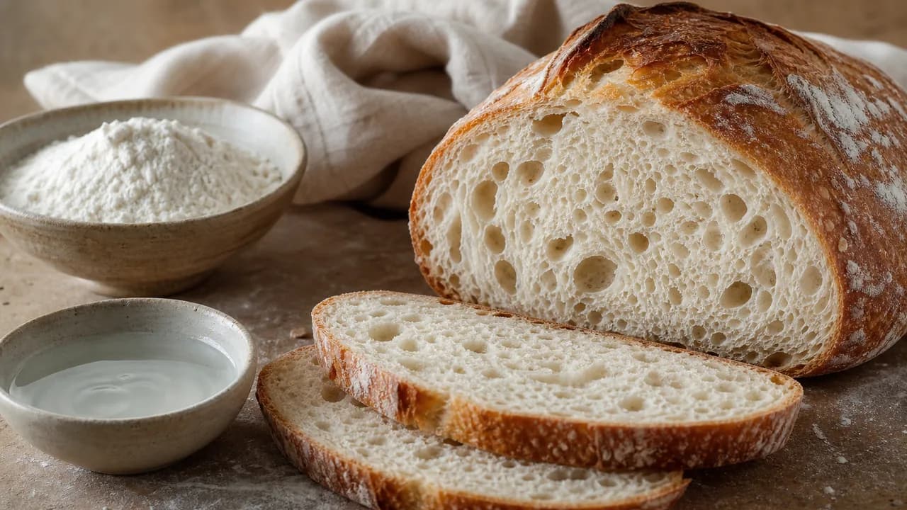 High-altitude baking worksheet notes beside bread on a warm kitchen counter